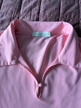 Belle Poque Pink Collared Pullover Top